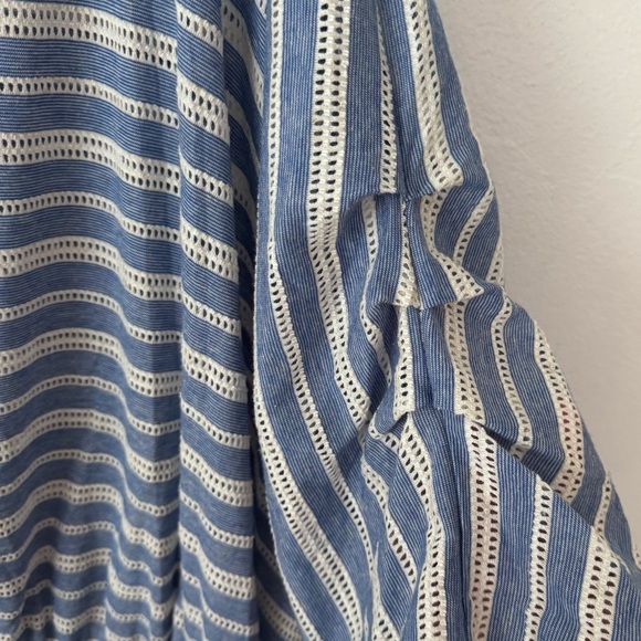 Free People Azalea blue striped linen blend elastic waist blouse Size Small - Picture 3 of 9